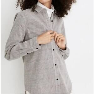 Madewell Corduroy Classic Ex-Boyfriend Shirt in Dermott Plaid, Size XXS NWT